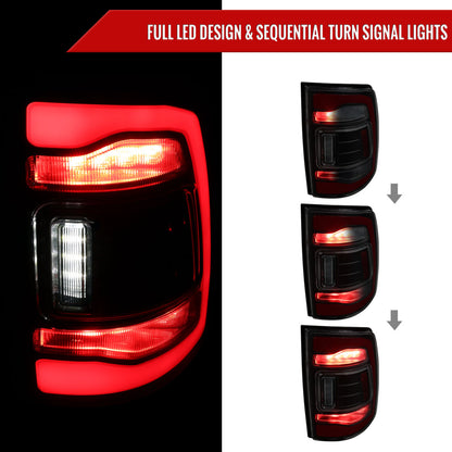 2013-2018 RAM 1500/2500/3500 Sequential Signal LED Tail Lights (Matte Black Housing/Smoked Lens)