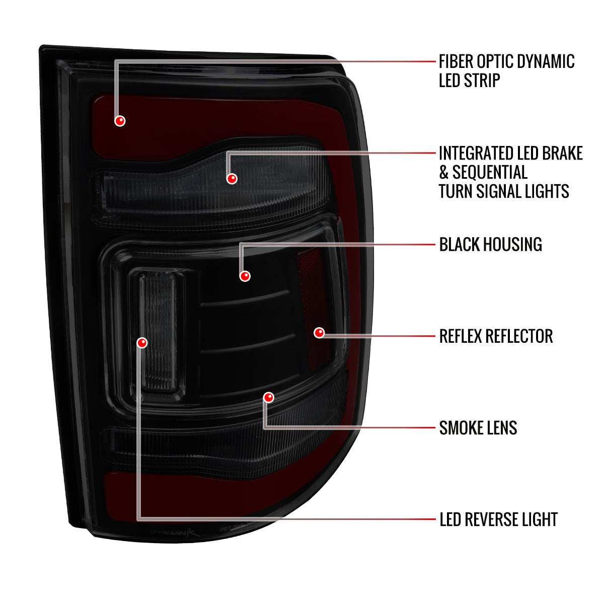 2013-2018 RAM 1500/2500/3500 Sequential Signal LED Tail Lights (Matte Black Housing/Smoked Lens)