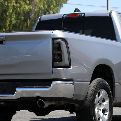 2019-2024 Dodge RAM 1500 Tail Light w/ Sequential Turn Signal LED Strip and LED Side Marker Brake Reverse (Glossy Black Housing / Smoked Lens)