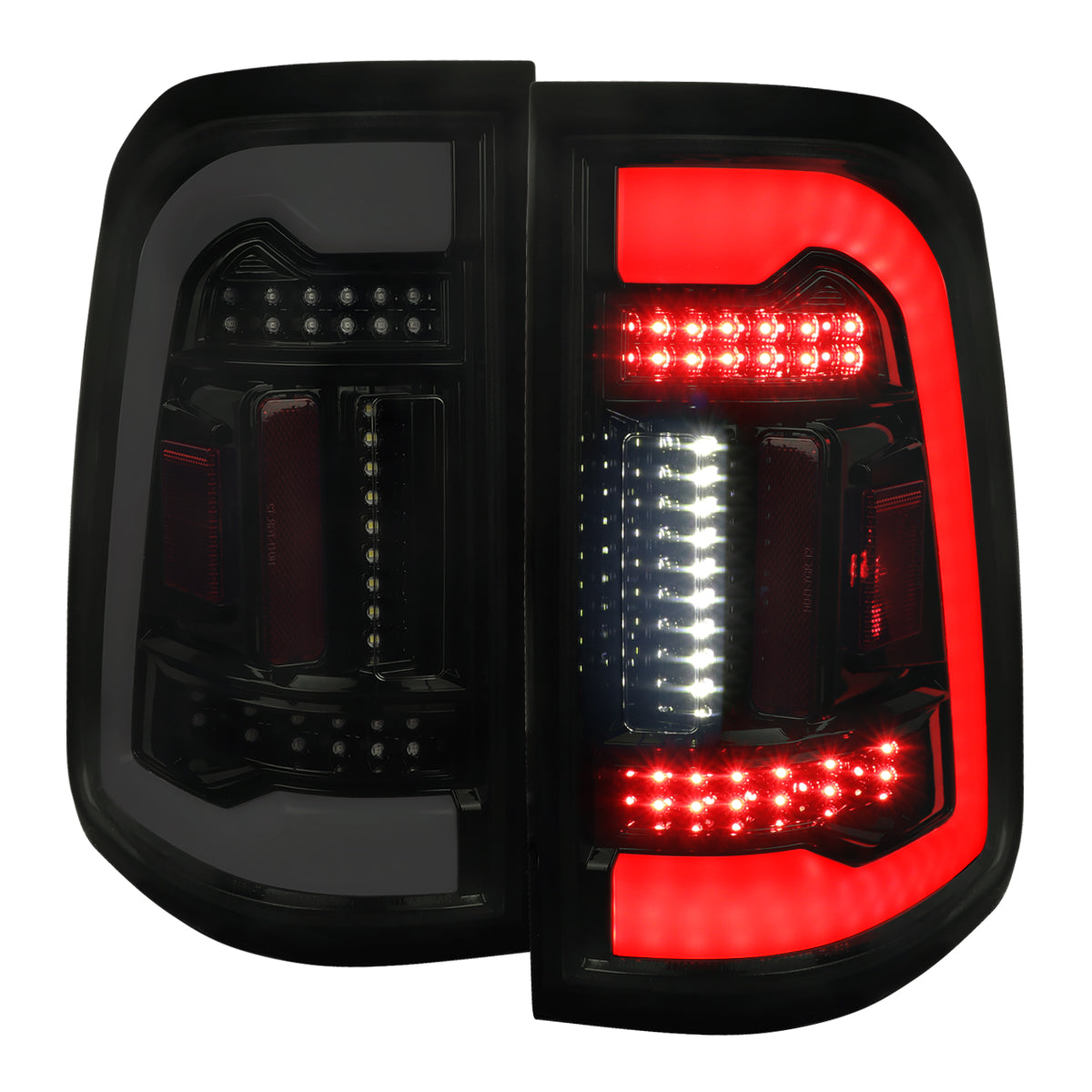 2019-2024 Dodge RAM 1500 White LED Bar Tail Lights (Glossy Black Housing/Smoked Lens)