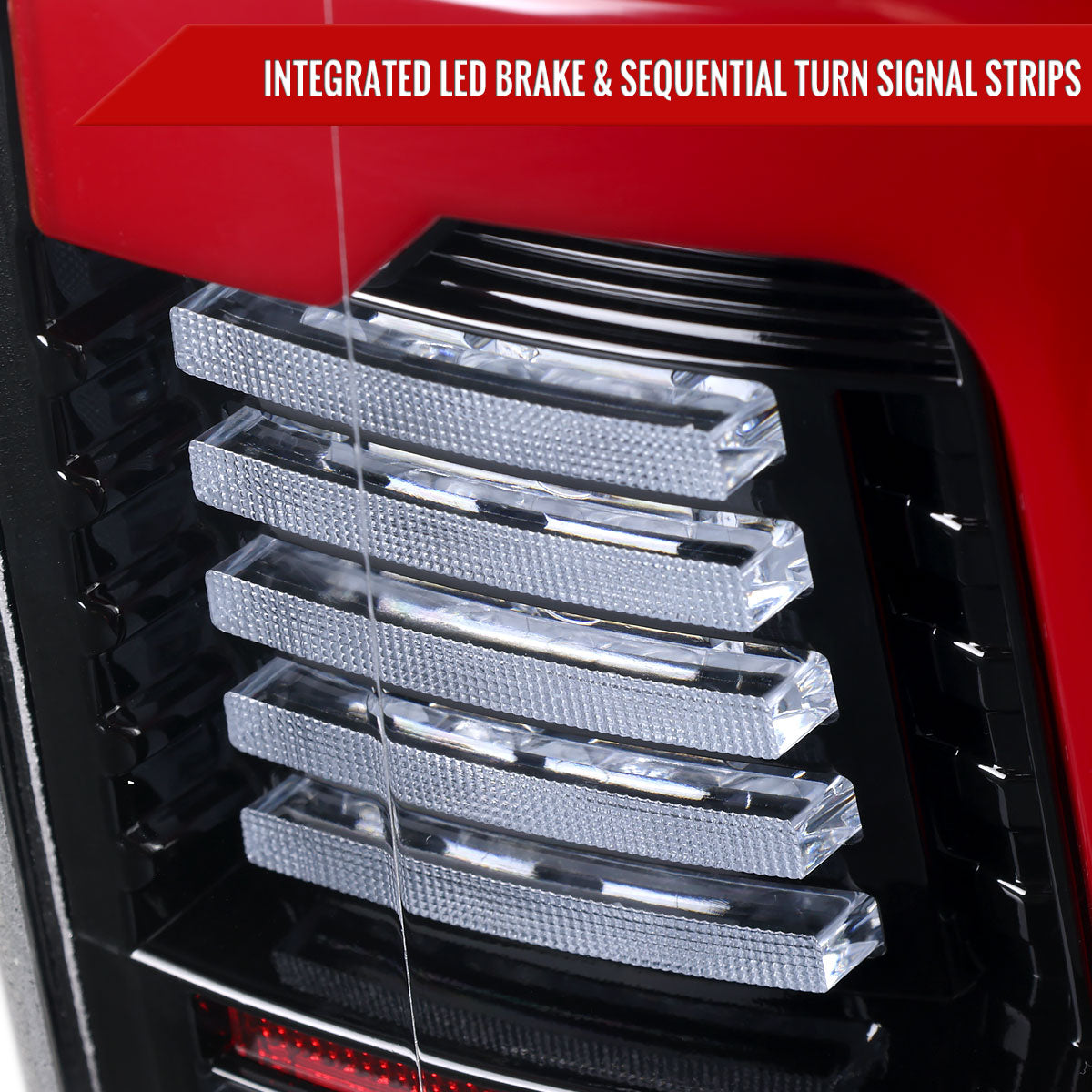 2019-2024 Dodge RAM 1500 Tail Light w/ Sequential Turn Signal LED Strip and LED Side Marker Brake Reverse (Jet Black Housing / Clear Lens)