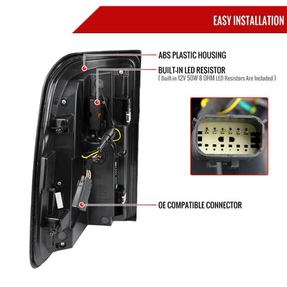 2019-2024 Dodge RAM 1500 Tail Light w/ Sequential Turn Signal LED Strip and LED Side Marker Brake Reverse (Jet Black Housing / Clear Lens)