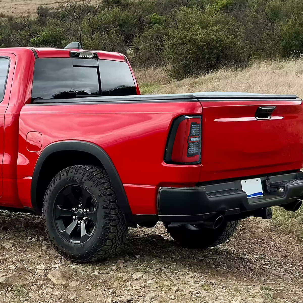 2019-2024 Dodge RAM 1500 Tail Light w/ Sequential Turn Signal LED Strip and LED Side Marker Brake Reverse (Jet Black Housing / Clear Lens)