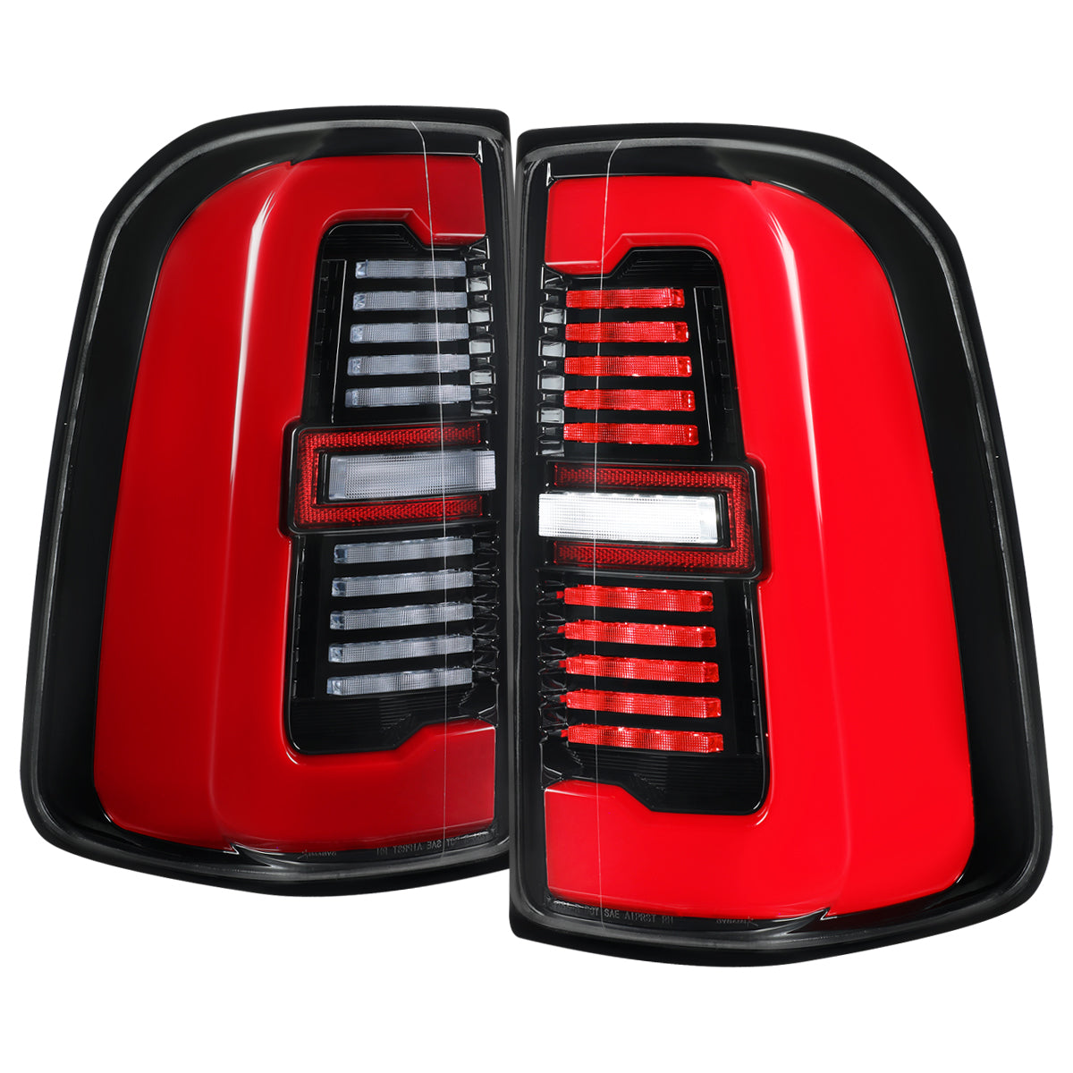 2019-2024 Dodge RAM 1500 Tail Light w/ Sequential Turn Signal LED Strip and LED Side Marker Brake Reverse (Jet Black Housing / Clear Lens)