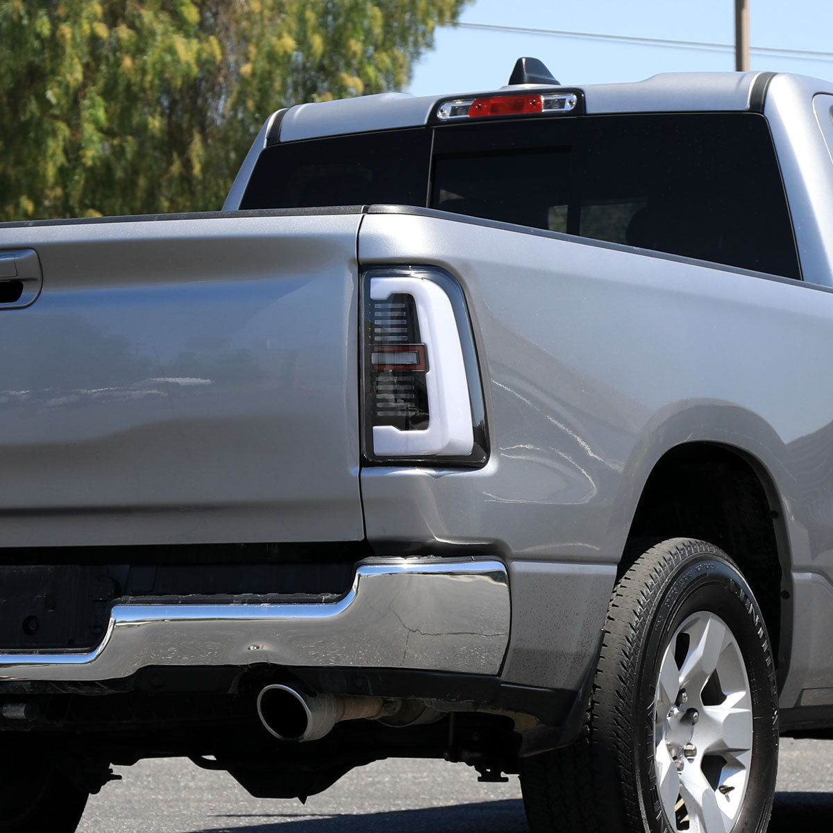 2019-2024 Dodge RAM 1500 Tail Light w/ Sequential Turn Signal LED Strip and LED Side Marker Brake Reverse (Black Housing / Clear Lens)