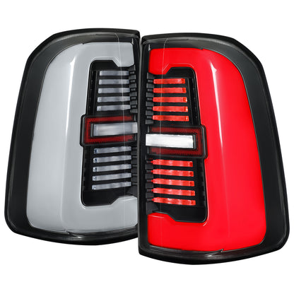 2019-2024 Dodge RAM 1500 Tail Light w/ Sequential Turn Signal LED Strip and LED Side Marker Brake Reverse (Black Housing / Clear Lens)