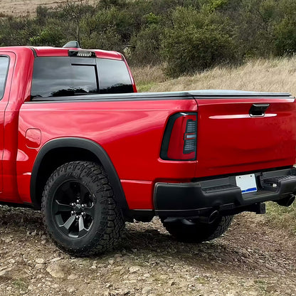 2019-2024 Dodge RAM 1500 Tail Light w/ Sequential Turn Signal Red LED Strip and LED Side Marker Brake Reverse (Black Housing / Clear Lens)