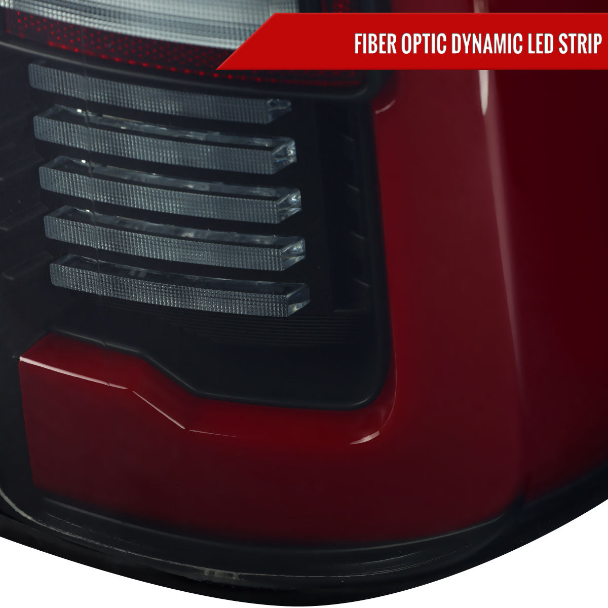 2019-2024 Dodge RAM 1500 Tail Light w/ Sequential Turn Signal LED Strip and LED Side Marker Brake Reverse (Matte Black Housing / Smoked Lens)