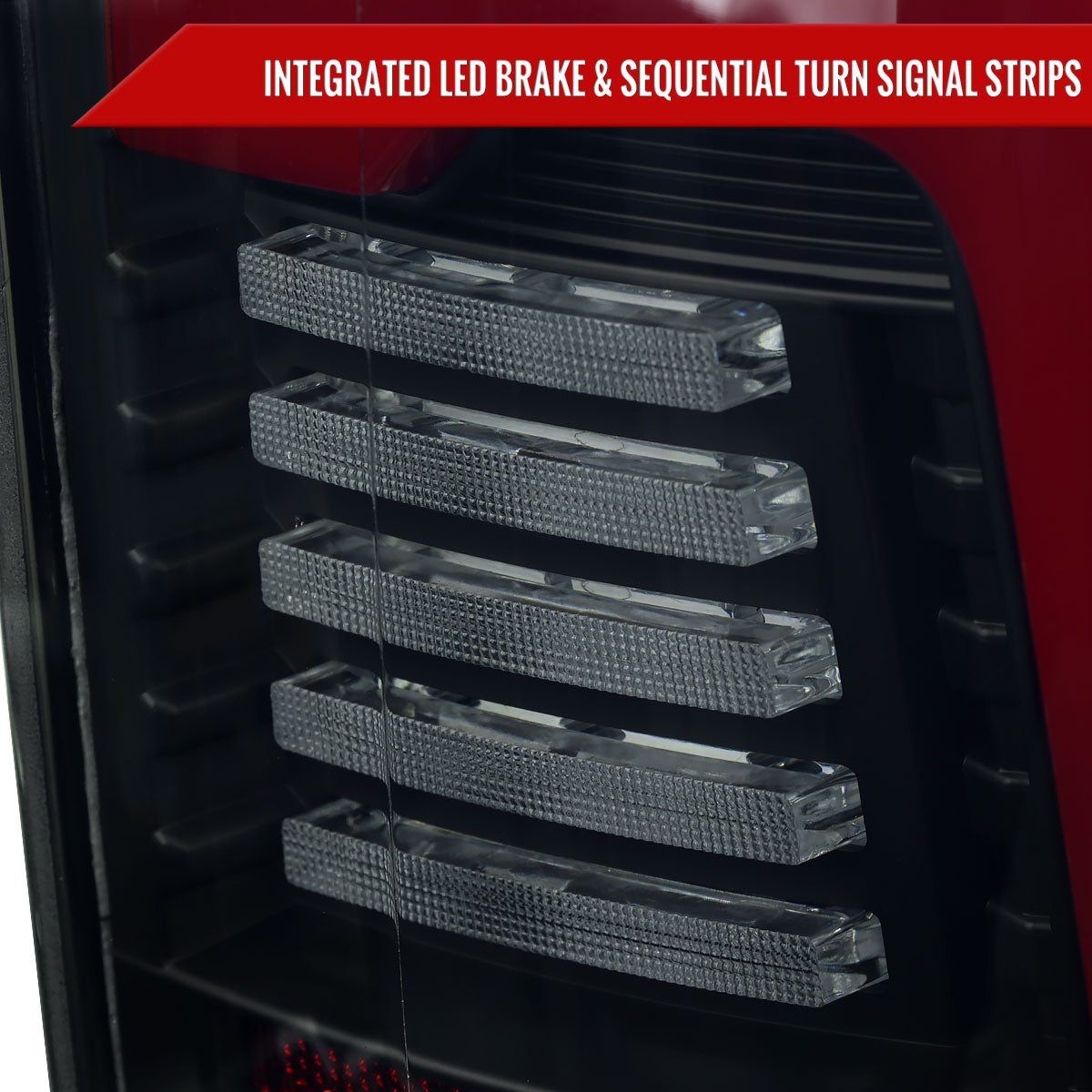 2019-2024 Dodge RAM 1500 Tail Light w/ Sequential Turn Signal LED Strip and LED Side Marker Brake Reverse (Matte Black Housing / Smoked Lens)