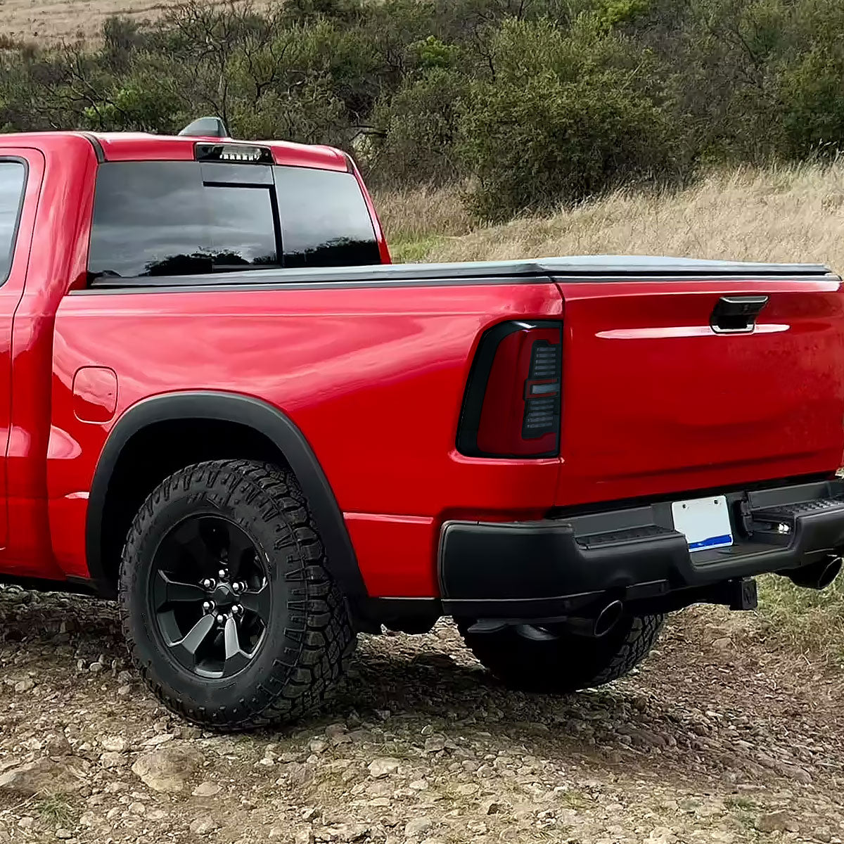 2019-2024 Dodge RAM 1500 Tail Light w/ Sequential Turn Signal LED Strip and LED Side Marker Brake Reverse (Matte Black Housing / Smoked Lens)