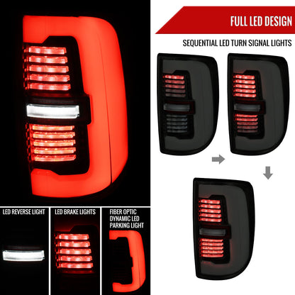 2019-2024 Dodge RAM 2500/3500 LED Sequential Signal Tail Lights (Glossy Black Housing / Dark Smoked Lens)