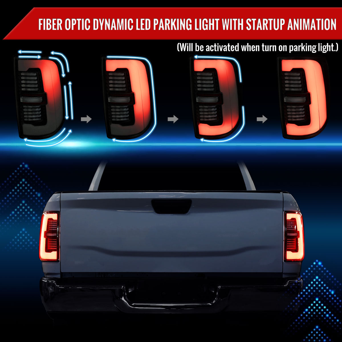 2019-2024 Dodge RAM 2500/3500 LED Sequential Signal Tail Lights (Glossy Black Housing / Dark Smoked Lens)