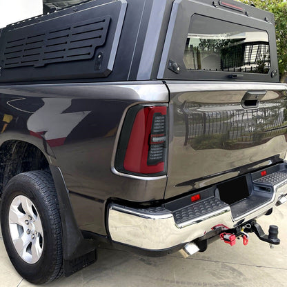 2019-2024 Dodge RAM 2500/3500 LED Sequential Signal Tail Lights (Jet Black Housing / Clear Lens)