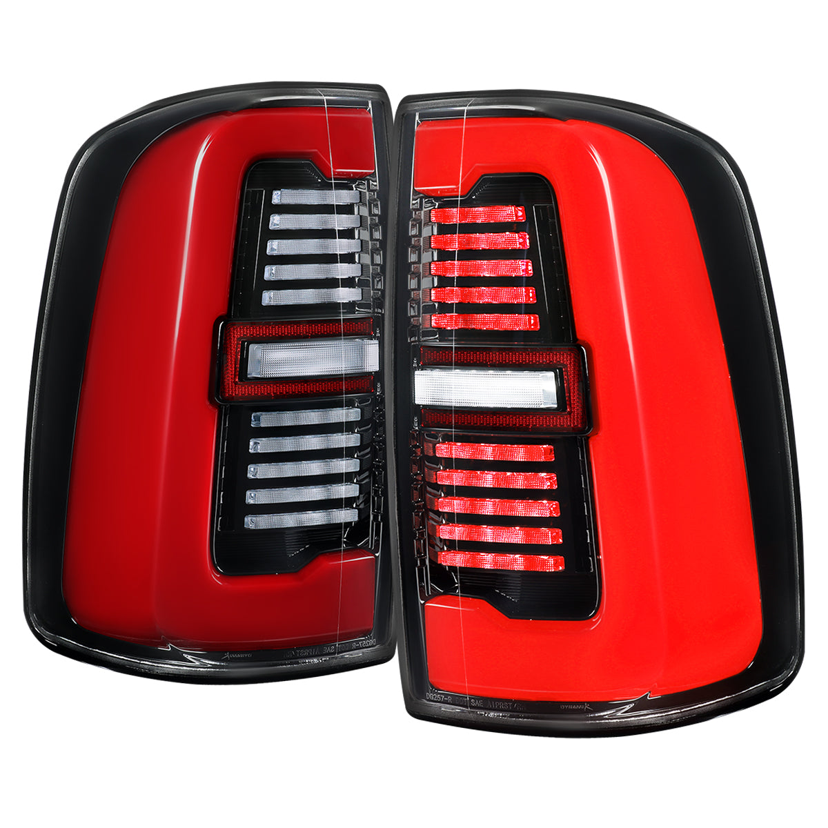 2019-2024 Dodge RAM 2500/3500 LED Sequential Signal Tail Lights (Jet Black Housing / Clear Lens)