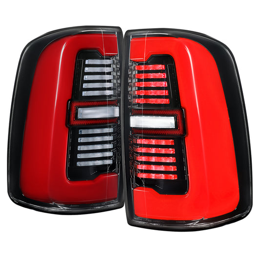 2019-2024 Dodge RAM 2500/3500 LED Sequential Signal Tail Lights (Jet Black Housing / Clear Lens)