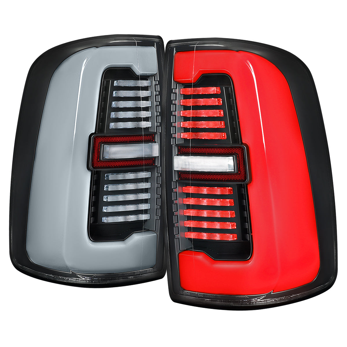 2019-2024 Dodge RAM 2500/3500 LED Sequential Signal Tail Lights (Matte Black Housing / Clear Lens)