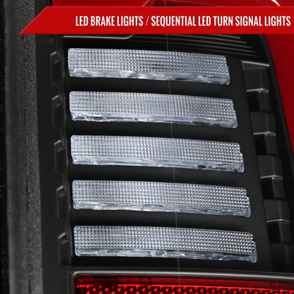 2019-2024 Dodge RAM 2500/3500 Red LED Bar Sequential Signal Tail Lights (Black Housing / Clear Lens)