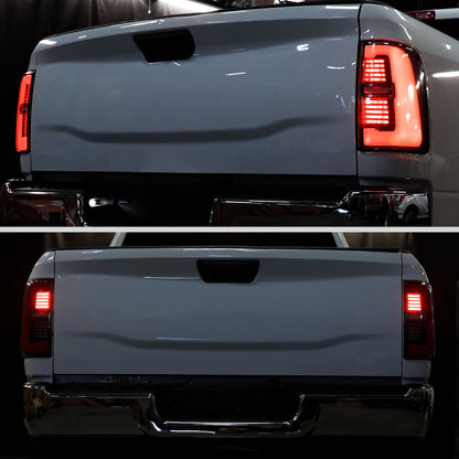2019-2024 Dodge RAM 2500/3500 Red LED Bar Sequential Signal Tail Lights (Black Housing / Clear Lens)