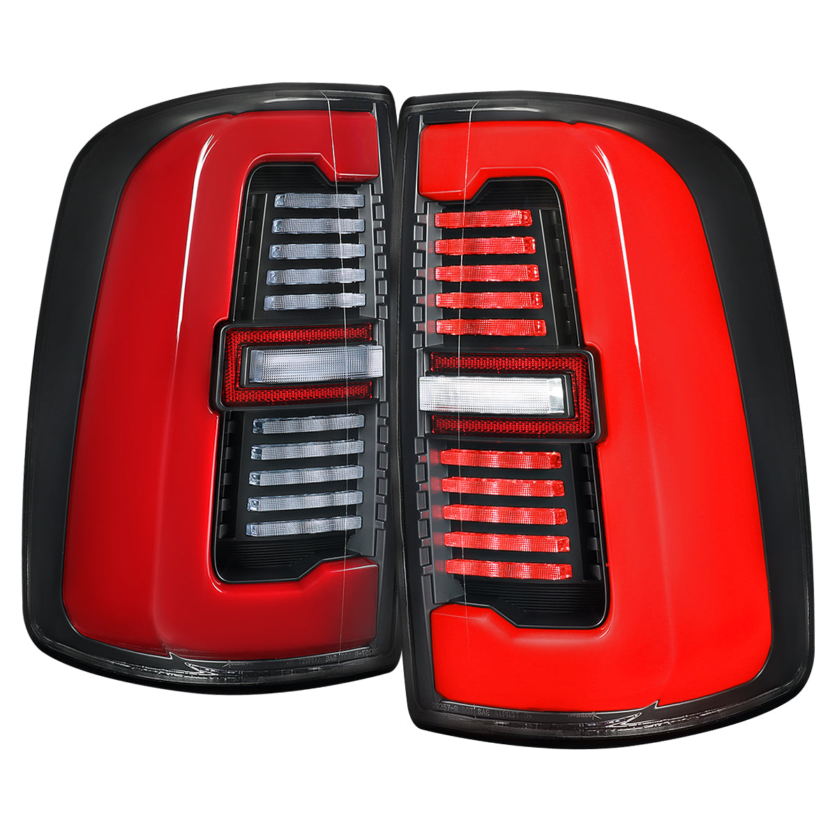 2019-2024 Dodge RAM 2500/3500 Red LED Bar Sequential Signal Tail Lights (Black Housing / Clear Lens)