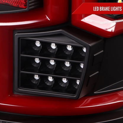 2019-2024 Dodge RAM 2500/3500 Red LED Bar Sequential Signal Tail Lights (Black Housing/Clear Lens)