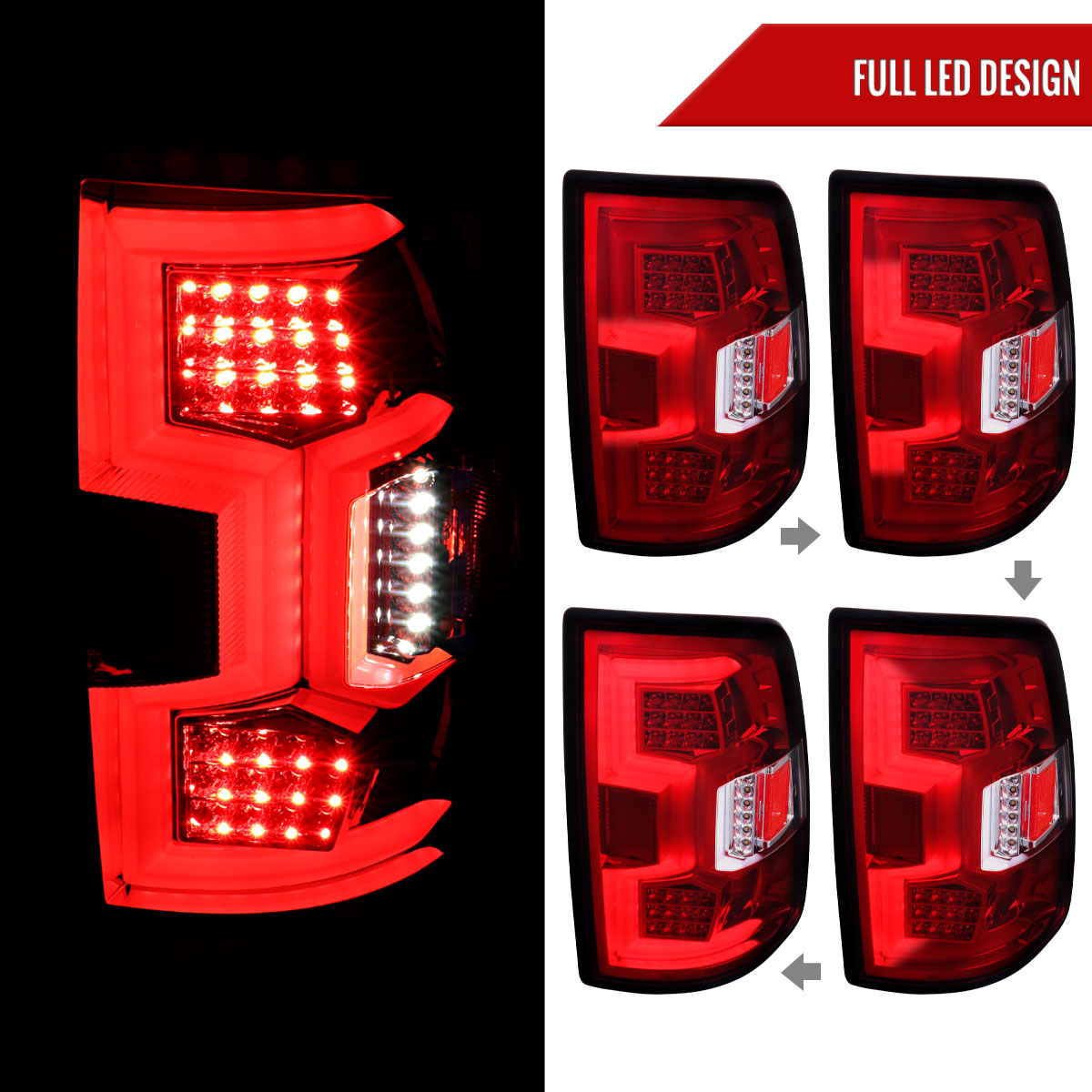 2019-2024 Dodge RAM 2500/3500 LED Sequential Signal Tail Lights (Chrome Housing/Red Lens)