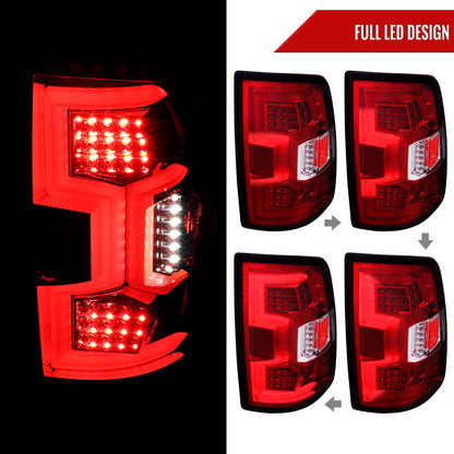 2019-2024 Dodge RAM 2500/3500 LED Sequential Signal Tail Lights (Chrome Housing/Red Lens)
