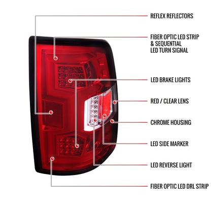 2019-2024 Dodge RAM 2500/3500 LED Sequential Signal Tail Lights (Chrome Housing/Red Lens)