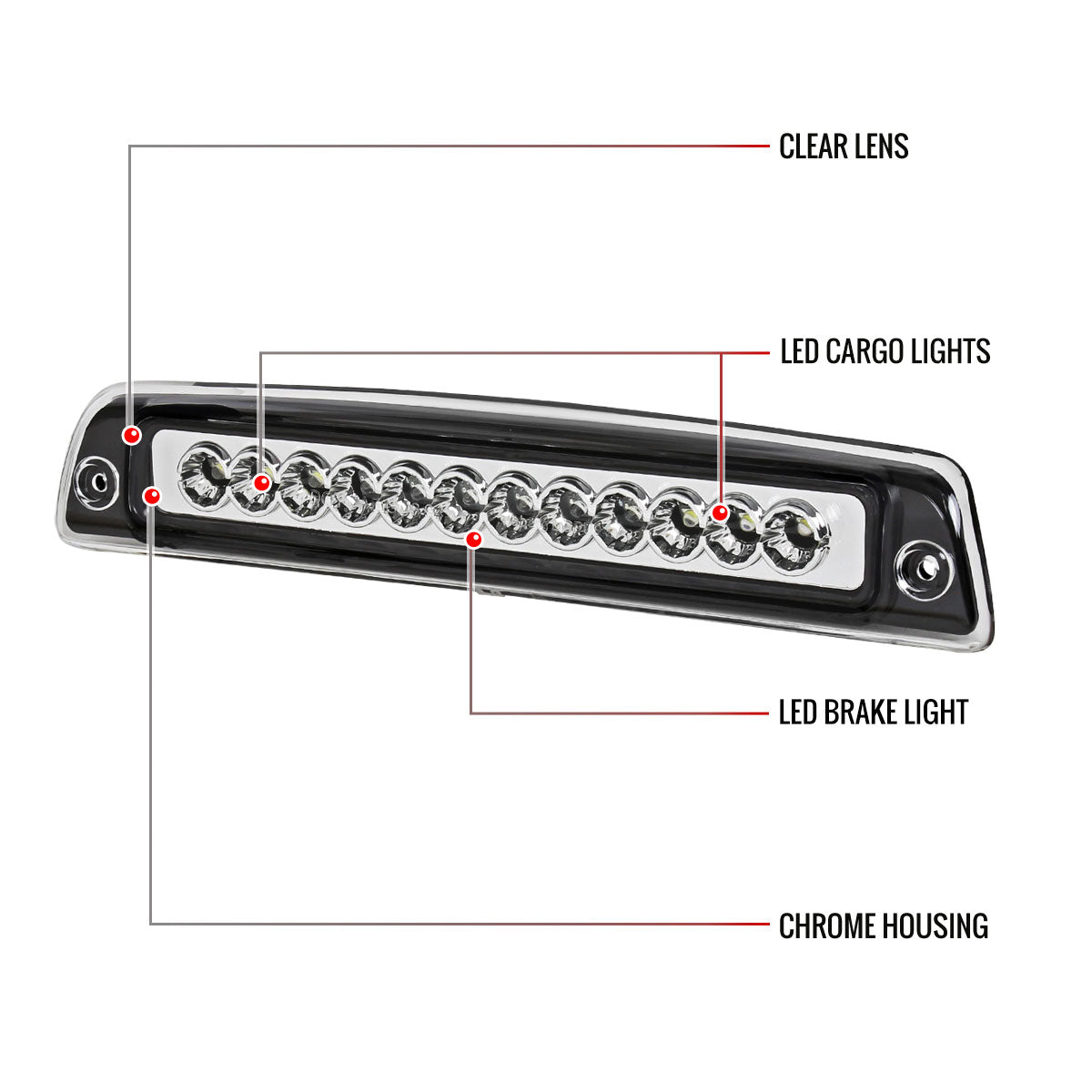 1994-2002 Dodge RAM LED 3rd Brake Light (Chrome Housing/Clear Lens)