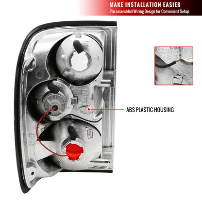 2001-2005 Ford Ranger Tail Lights (Chrome Housing/Clear Lens)