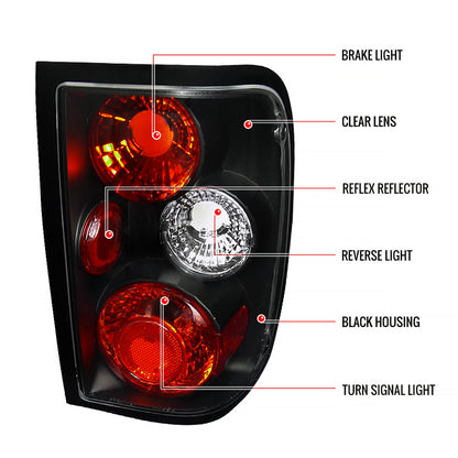 1993-1997 Ford Ranger Tail Lights (Matte Black Housing/Clear Lens)