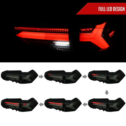 2019-2024 Toyota RAV4 White LED Bar Sequential Signal Tail Lights (Glossy Black Housing/Dark Smoked Lens)