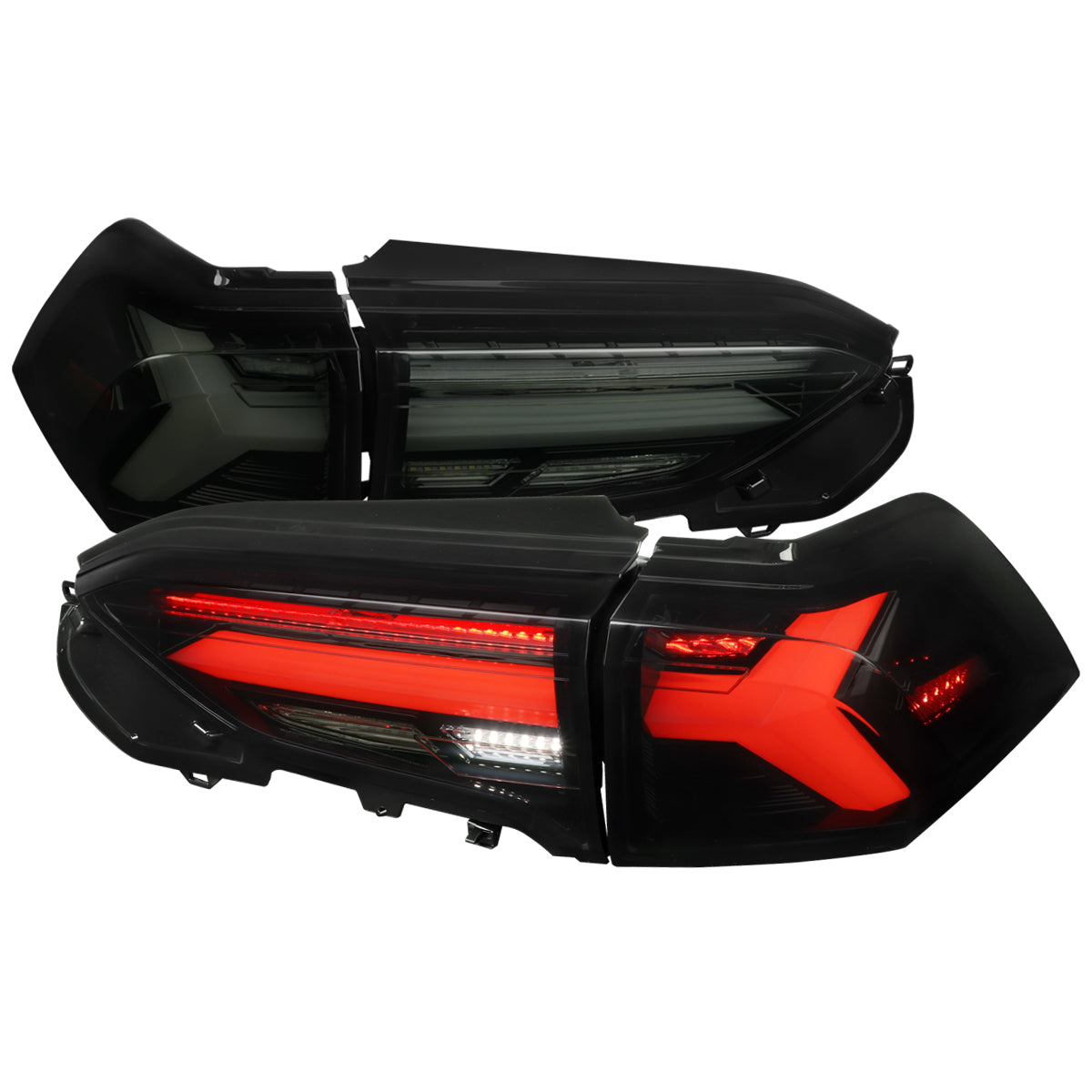 2019-2024 Toyota RAV4 White LED Bar Sequential Signal Tail Lights (Glossy Black Housing/Dark Smoked Lens)