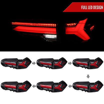 2019-2024 Toyota RAV4 Red LED Bar Sequential Signal Tail Lights (Jet Black Housing/Clear Lens)