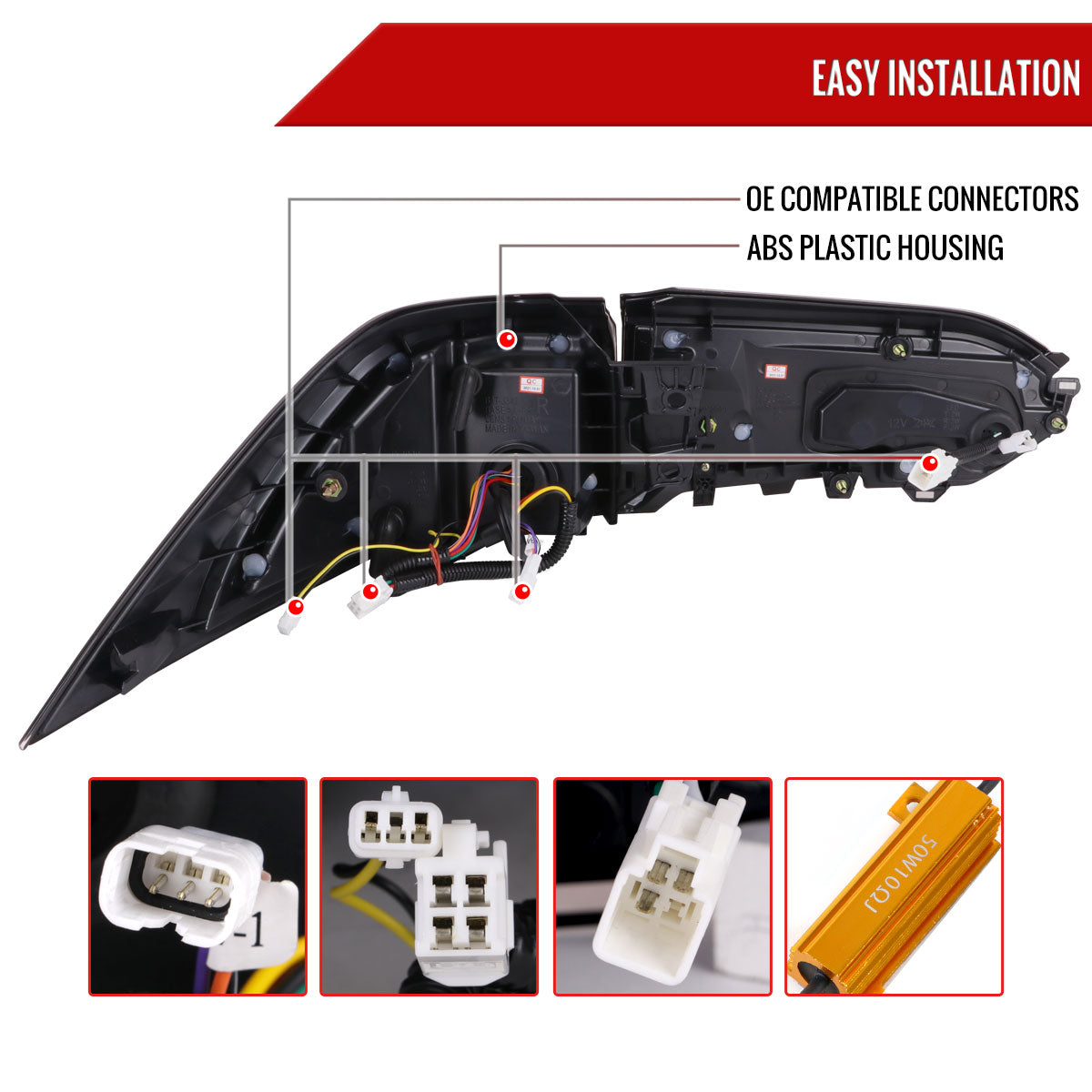 2019-2024 Toyota RAV4 Red LED Bar Sequential Signal Tail Lights (Jet Black Housing/Clear Lens)