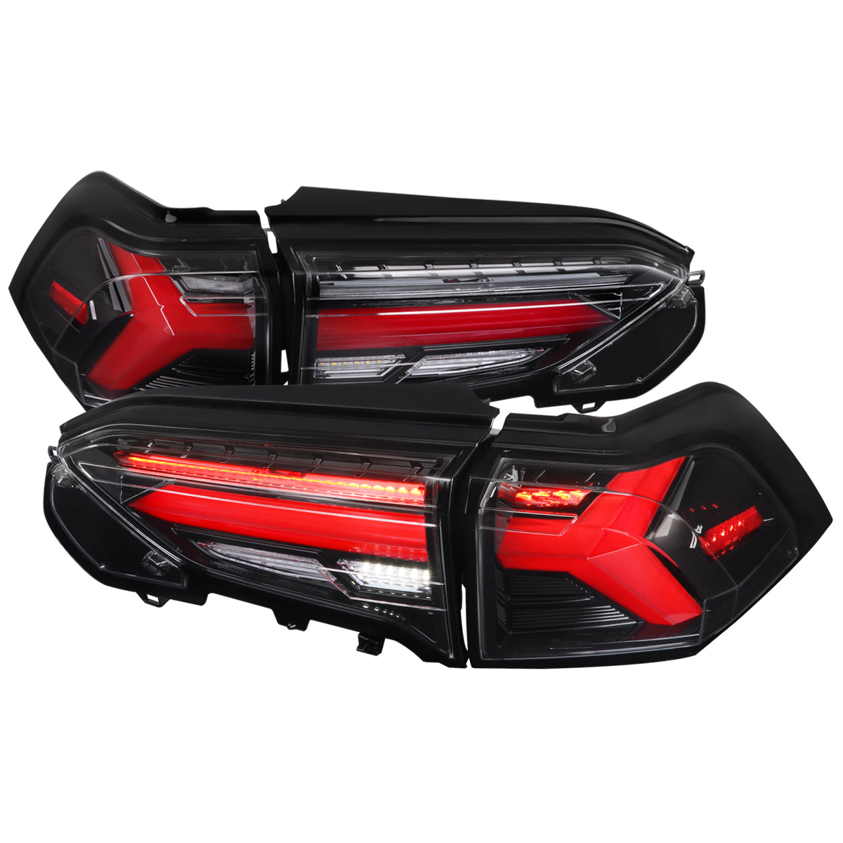 2019-2024 Toyota RAV4 Red LED Bar Sequential Signal Tail Lights (Jet Black Housing/Clear Lens)