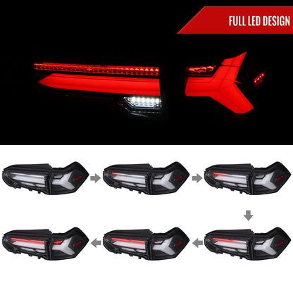 2019-2024 Toyota RAV4 White LED Bar Sequential Signal Tail Lights (Matte Black Housing/Clear Lens)