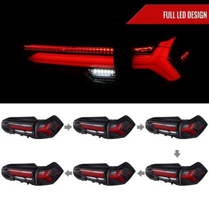2019-2024 Toyota RAV4 Red LED Bar Sequential Signal Tail Lights (Matte Black Housing/Clear Lens)