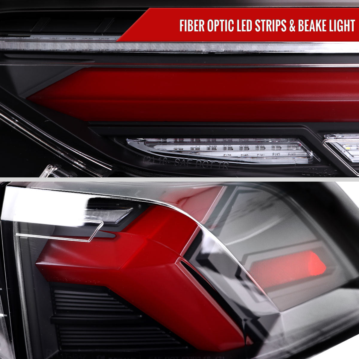 2019-2024 Toyota RAV4 Red LED Bar Sequential Signal Tail Lights (Matte Black Housing/Clear Lens)