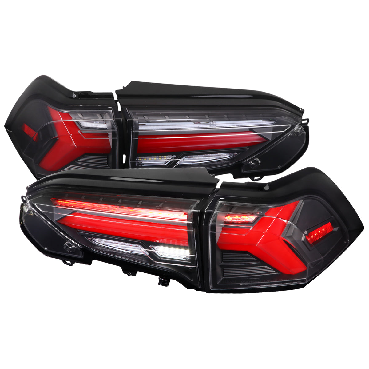 2019-2024 Toyota RAV4 Red LED Bar Sequential Signal Tail Lights (Matte Black Housing/Clear Lens)