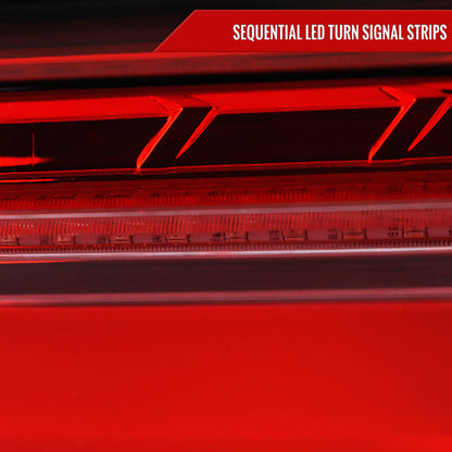 2019-2024 Toyota RAV4 Red LED Bar Sequential Signal Tail Lights (Chrome Housing/Red Lens)