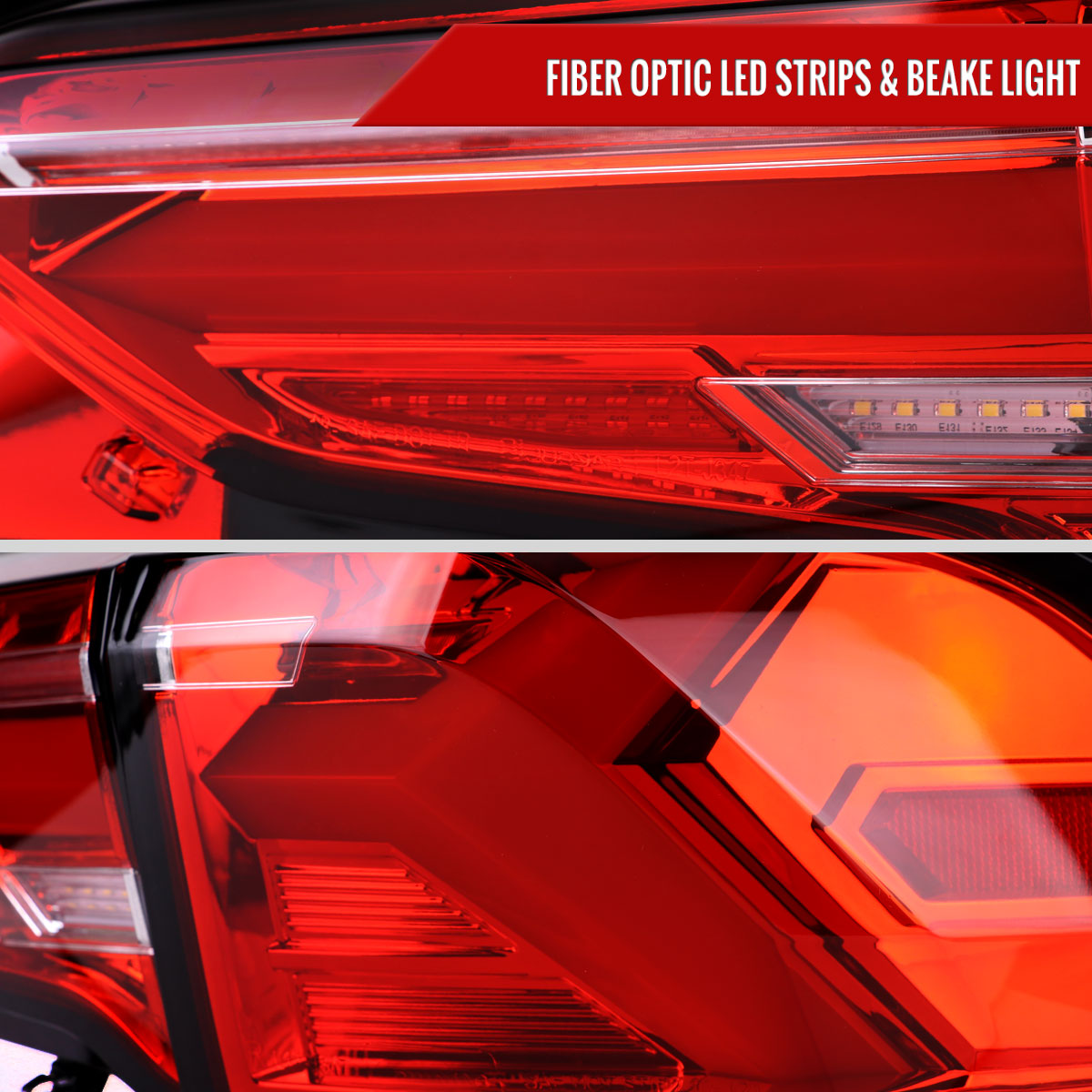2019-2024 Toyota RAV4 Red LED Bar Sequential Signal Tail Lights (Chrome Housing/Red Lens)