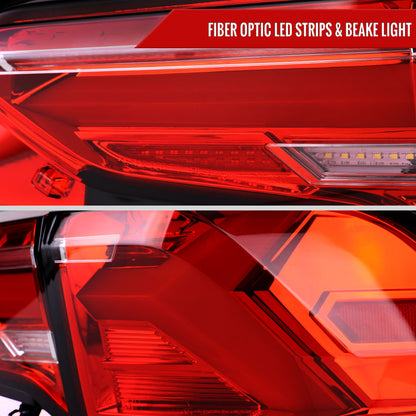 2019-2024 Toyota RAV4 Red LED Bar Sequential Signal Tail Lights (Chrome Housing/Red Lens)