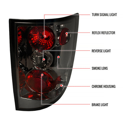 2006-2014 Honda Ridgeline Tail Lights (Chrome Housing/Smoked Lens)