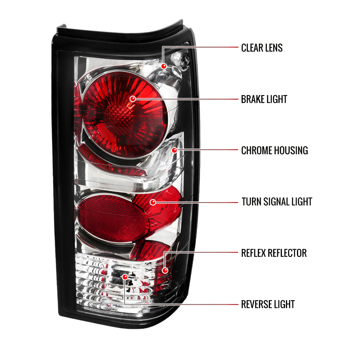 1982-1994 Chevrolet S10/Blazer GMC S15/Sonoma Tail Lights (Chrome Housing/Clear Lens)