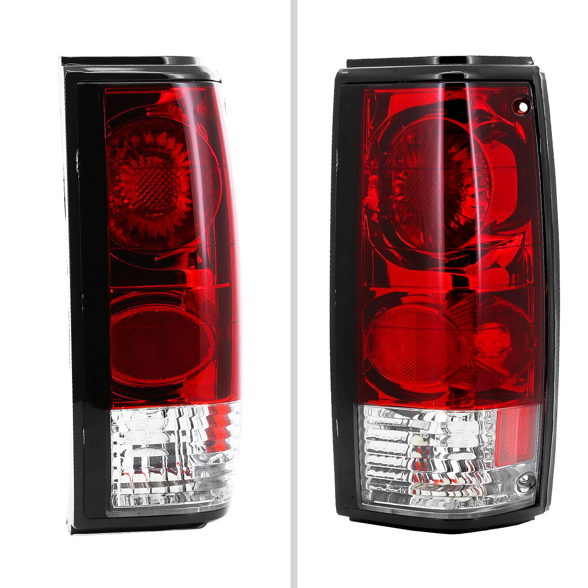 1982-1994 Chevrolet S10/Blazer GMC S15/Sonoma Tail Lights (Chrome Housing/Red Clear Lens)