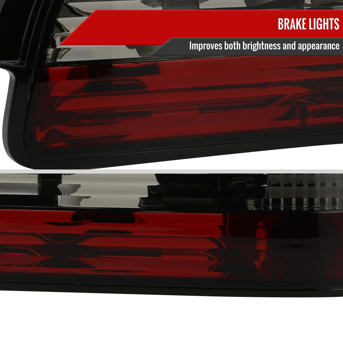 1989-1994 Nissan 240SX S13 Coupe Tail Lights (Chrome Housing/Red Smoked Lens)