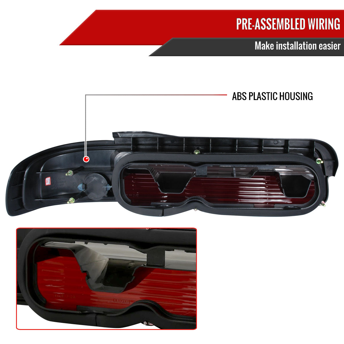 1989-1994 Nissan 240SX S13 Coupe Tail Lights (Chrome Housing/Red Smoked Lens)
