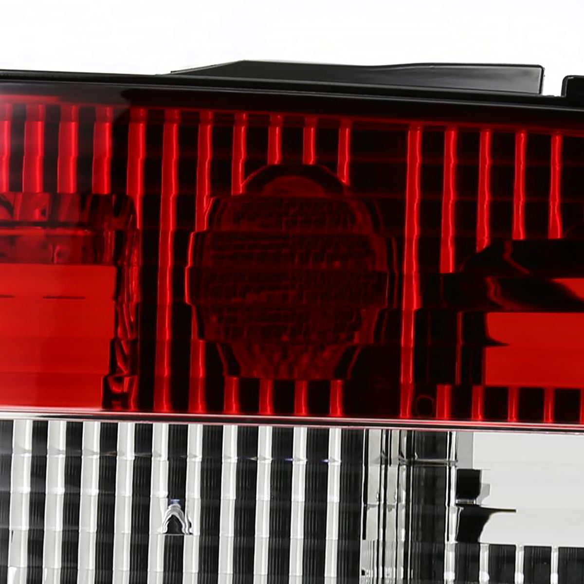 1989-1994 Nissan 240SX S13 Hatchback Tail Lights & Center Trunk Light (Chrome Housing/Red Clear Lens)