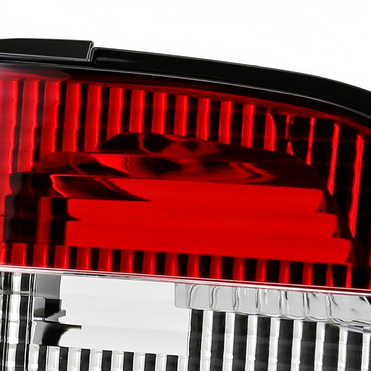 1989-1994 Nissan 240SX S13 Hatchback Tail Lights & Center Trunk Light (Chrome Housing/Red Clear Lens)