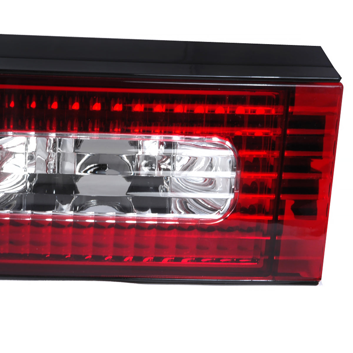 1989-1994 Nissan 240SX S13 Hatchback Tail Lights & Center Trunk Light (Chrome Housing/Red Clear Lens)